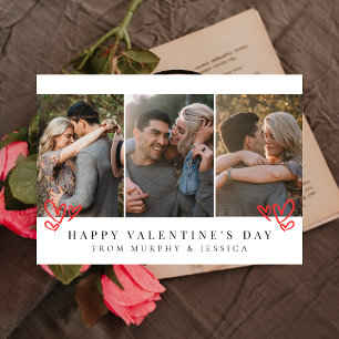 Elegante rote Herzen Frohen Valentinstag 3 Foto Feiertagskarte