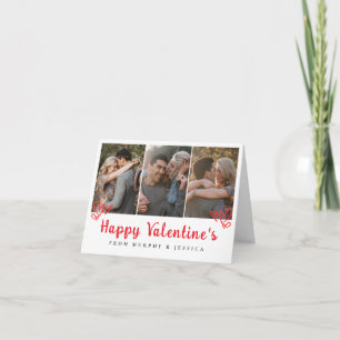 Elegante rote Herzen Frohen Valentinstag 3 Foto Feiertagskarte