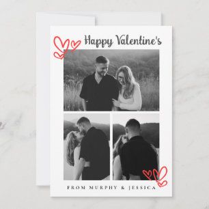 Elegante rote Herzen Frohen Valentinstag 3 Foto Feiertagskarte