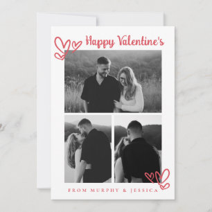 Elegante rote Herzen Frohen Valentinstag 3 Foto Feiertagskarte