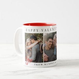 Elegante rote Herzen Frohen Valentinstag 3 Foto Zweifarbige Tasse