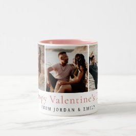Elegante rote Herzen Frohen Valentinstag 3 Foto Zweifarbige Tasse