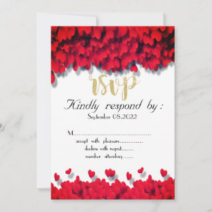 Elegante rote Herzen RSVP Einladung