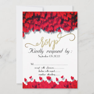 Elegante rote Herzen RSVP Hochzeit Einladung