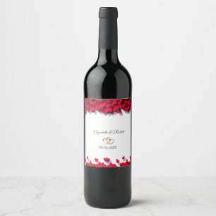 Elegante rote Herzen  Weinetikett