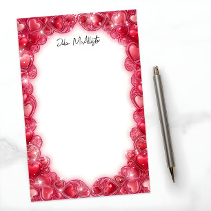 Elegante rote Herzgrenze mit funkelnden Akzenten Briefpapier