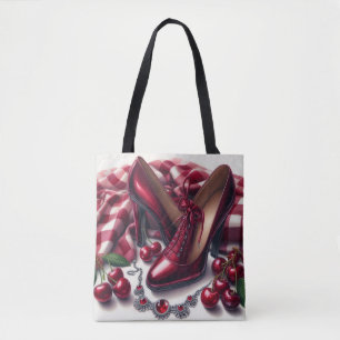 Elegante rote High Heels mit Cherry