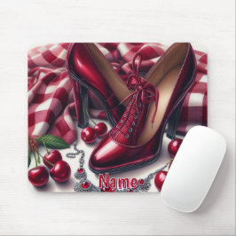 Elegante rote High Heels mit Cherry Mousepad