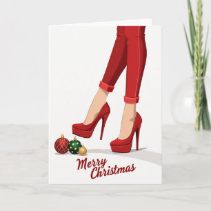 Elegante rote High Heels Weihnachtskarte Karte