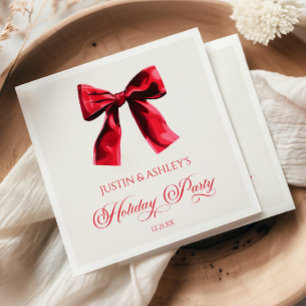 Elegante Rote Koketten-Schleife Feiertags-Party Serviette