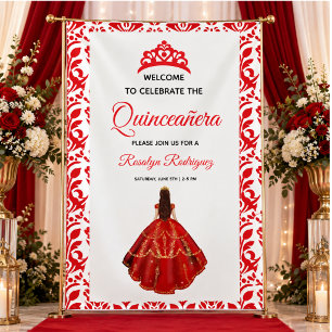 Elegante rote königliche Quinceañera Banner