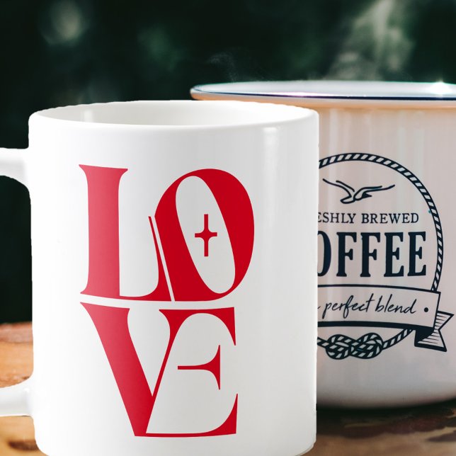 Elegante Rote Liebe Typografie Kaffeetasse (Von Creator hochgeladen)