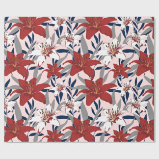 Elegante rote Lilien Botanical Floral Geschenk & H Geschenkpapier