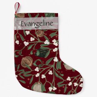 Elegante rote Mistel & Christbaumkugel Weihnachten Kleiner Weihnachtsstrumpf