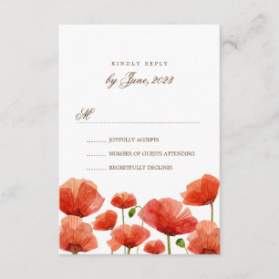 Elegante rote Mohnblumen-Blumen, die UAWG Wedding RSVP Karte