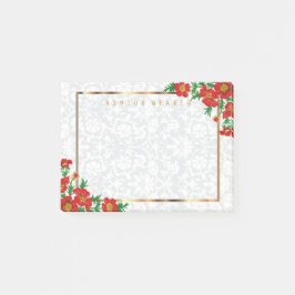 Elegante rote Mohnblumen-Blumen Post-it Klebezettel