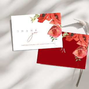 Elegante rote Mohnblumen Hochzeit Danke