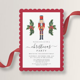 Elegante rote Nussknacker-Weihnachtsfeier Einladung