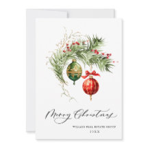 Elegante Rote Ornament Frohe Weihnachten Unternehm