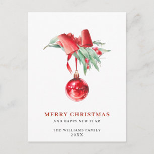 Elegante Rote Ornament Frohe Weihnachtsfeiertage Postkarte