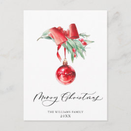 Elegante Rote Ornament Frohe Weihnachtsfeiertage Postkarte