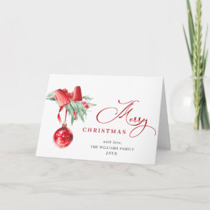 Elegante Rote Ornament Frohe Weihnachtsgrüße Feiertagskarte