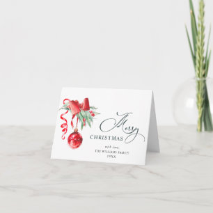 Elegante Rote Ornament Frohe Weihnachtsgrüße Feiertagskarte