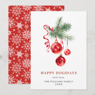 Elegante Rote Ornament Frohe Weihnachtsgrüße Feiertagskarte