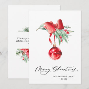 Elegante Rote Ornament Frohe Weihnachtsgrüße Feiertagskarte