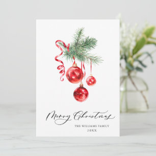 Elegante Rote Ornament Frohe Weihnachtsgrüße Feiertagskarte