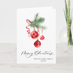 Elegante Rote Ornament Frohe Weihnachtsgrüße Feiertagskarte