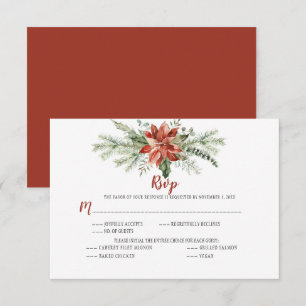 Elegante rote Poinsettie Immergrün Weihnachten RSV RSVP Karte