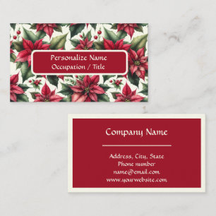 Elegante rote Poinsettien-Blumendesigns Profi Visitenkarte