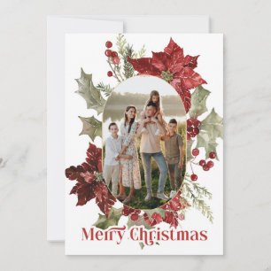 Elegante rote Poinsettien-Weihnachtskarte Feiertagskarte