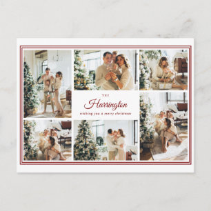 Elegante rote Rahmenumrandete Fotocollage Weihnach Feiertagspostkarte