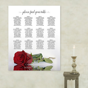 Elegante Rote Rose 12 Tabelle Hochzeitsdiagramm Poster