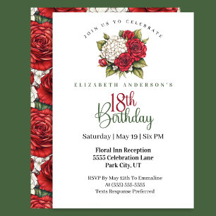 Elegante Rote Rose 18. Geburtstag Einladung