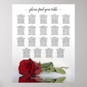 Elegante Rote Rose 19 Tafelübersicht Poster