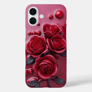 Elegante Rote Rose 3D Floral Phone Case
