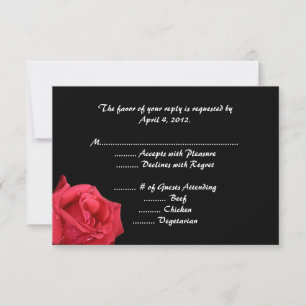 Elegante Rote Rose-Antwortkarten mit Menüoptionen RSVP Karte