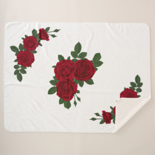 Elegante Rote Rose Bloral Blanket Sherpadecke