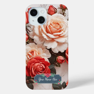 Elegante Rote Rose Blume auf weißem Marmor Case-Mate iPhone Hülle