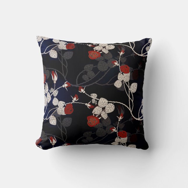 Elegante Rote Rose Blume Kissen (Vorderseite)
