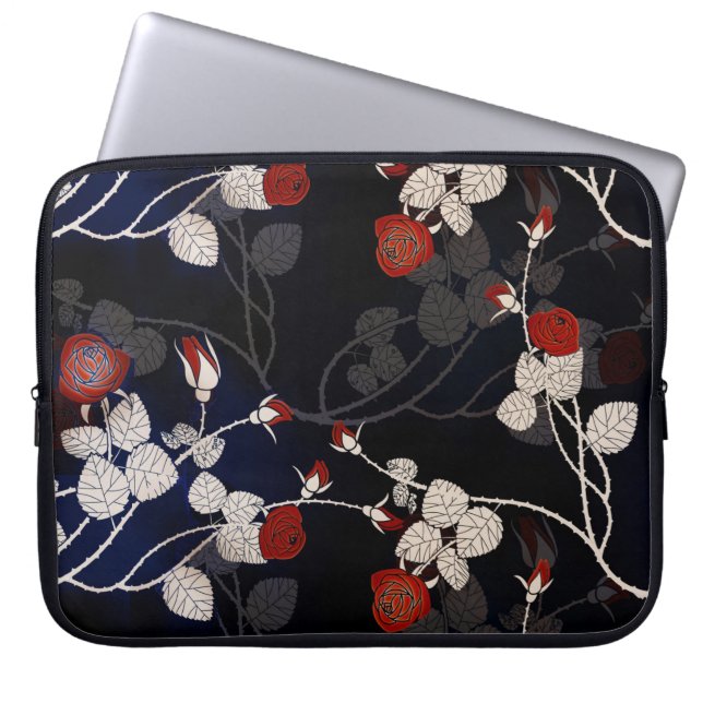Elegante Rote Rose Blume Laptopschutzhülle (Vorderseite)