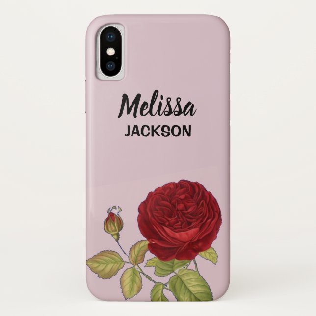 Elegante rote Rose Blume rosa Case-Mate iPhone Hülle (Rückseite)