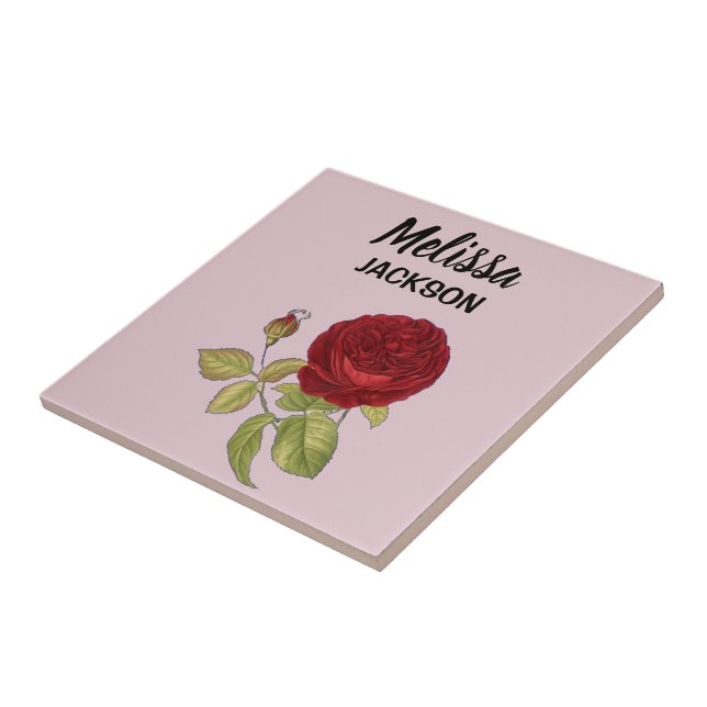 Elegante rote Rose Blume rosa Fliese (Seite)