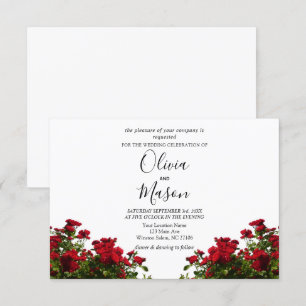 Elegante Rote Rose Blumenhochzeit Einladung