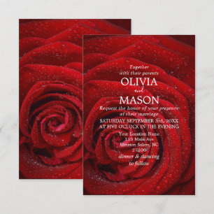Elegante Rote Rose Blumenhochzeit Einladung
