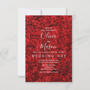 Elegante Rote Rose Blumenhochzeit Einladung