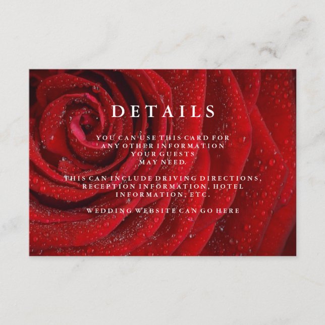 Elegante Rote Rose Blumenzettel Begleitkarte (Vorderseite)